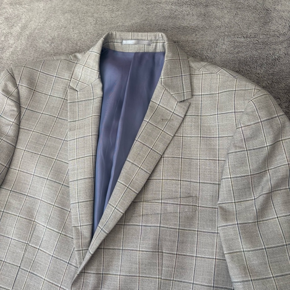ZG ZeGarie 42S Men's Light Gray Plaid Sport Coat Blazer